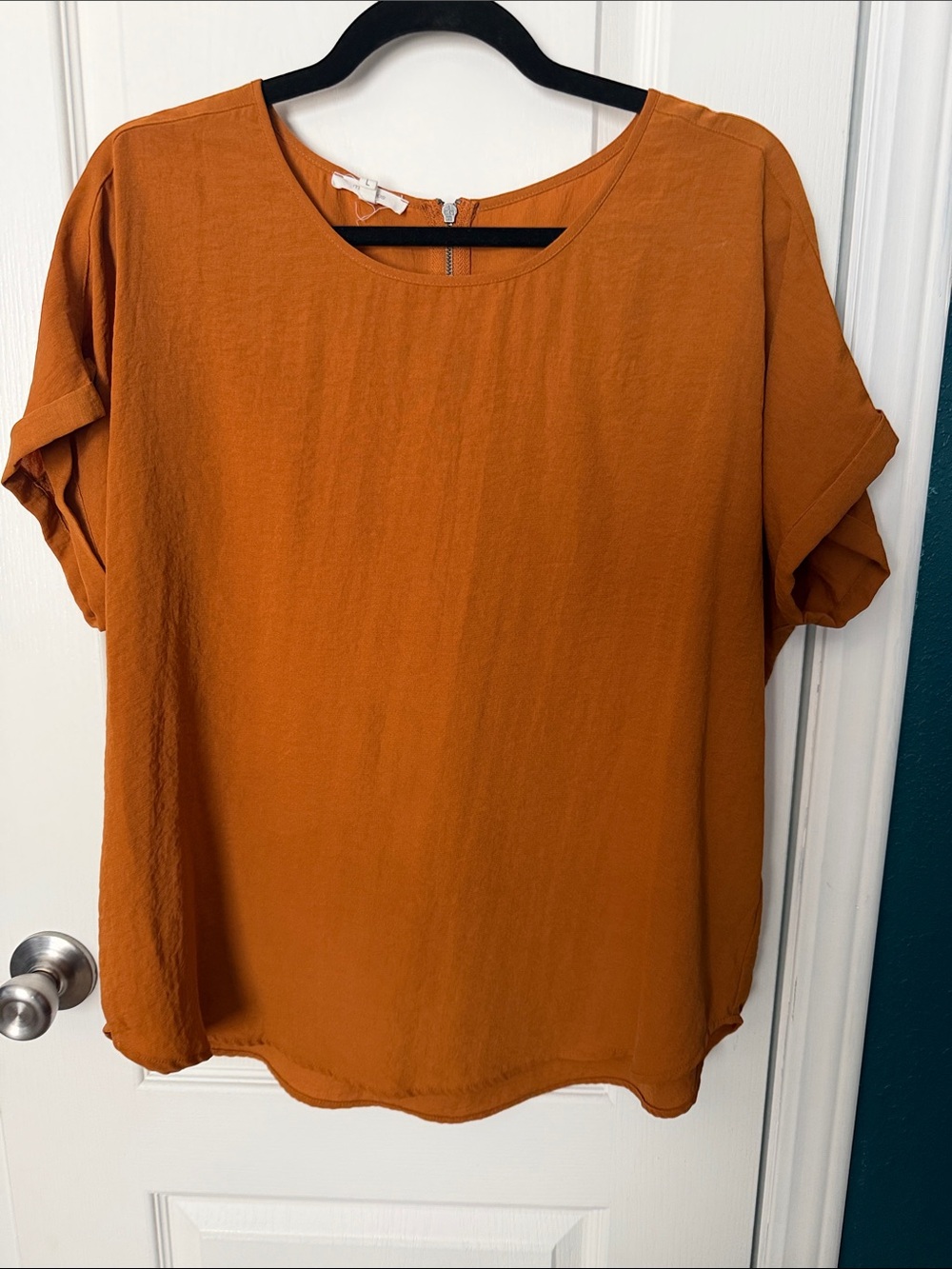 Maurices Short Sleeve Blouse in Rust